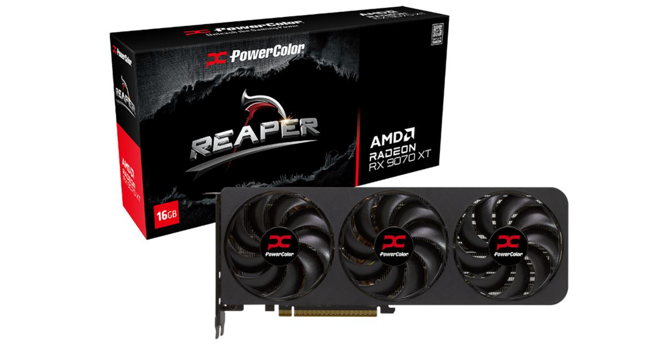 PowerColor AMD Radeon RX 9070 XT Reaper Triple Fan 16GB GDDR6 PCIe 5.0 Graphics Card